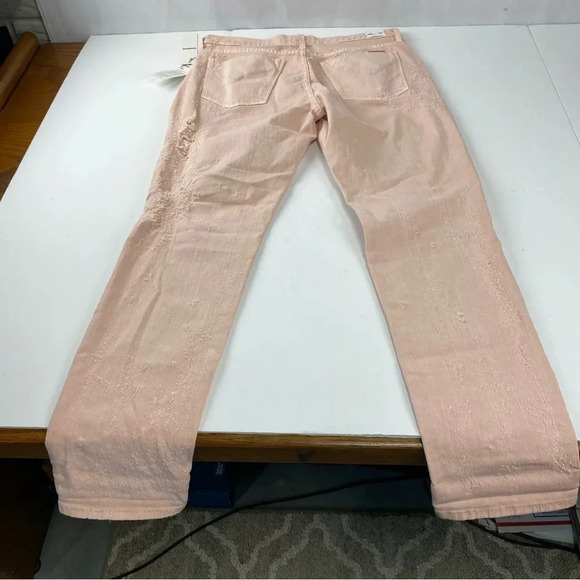 Hudson Womens 28 Crop Riley Relaxed Straight Peach Distressed Jeans NWT - Picture 9 of 9